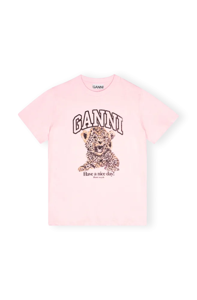 Basic Jersey Leopard Relaxed T-Shirt - Chalk Pink
