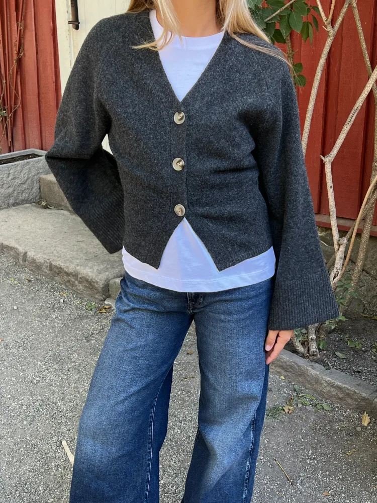 Elisabeth Knit Cardigan - Dark Grey Melange - Bilde 2