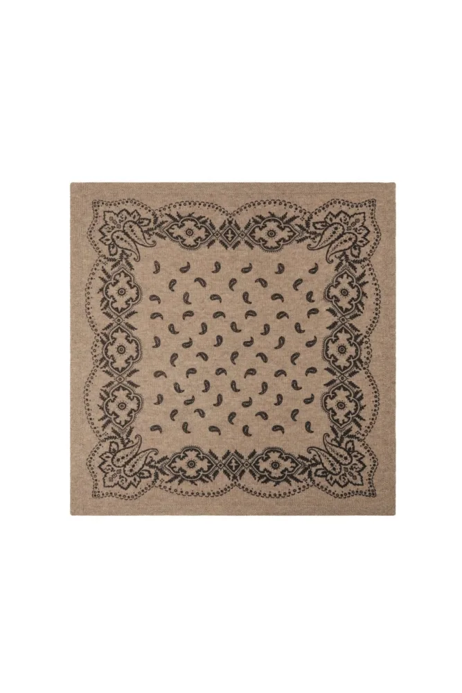 Adelina Paisley Knit Scarf - Beige Melange