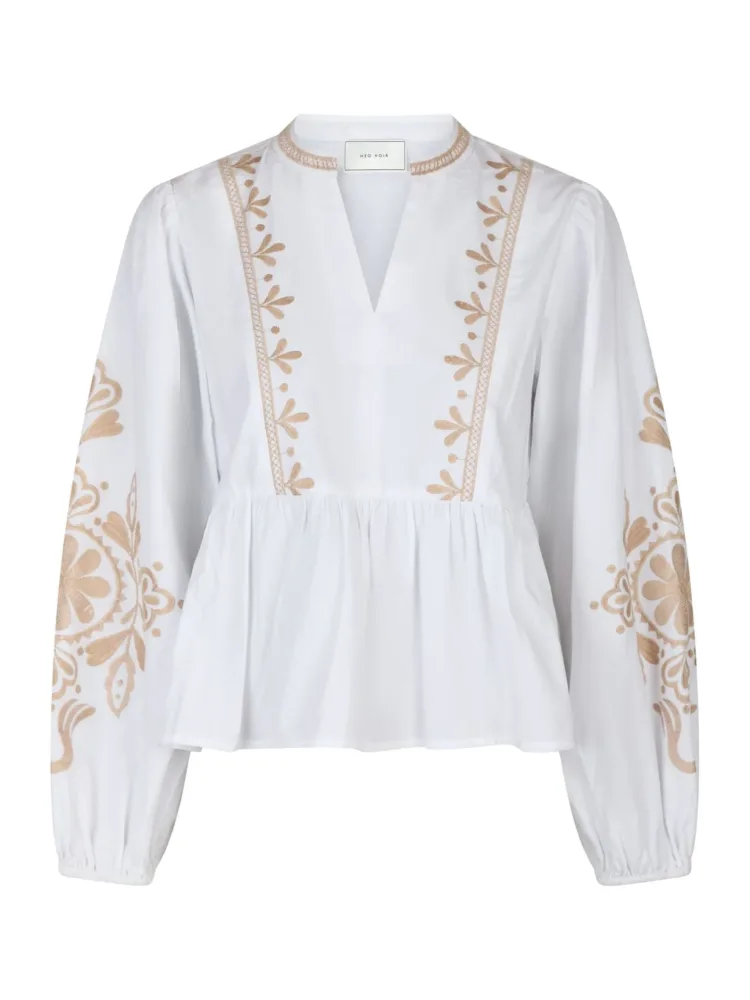 Ginia Emb Blouse - Off White