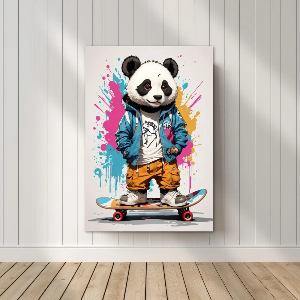 SKATING PANDA No9 - PLAKAT OG LERRET - Bilde 3