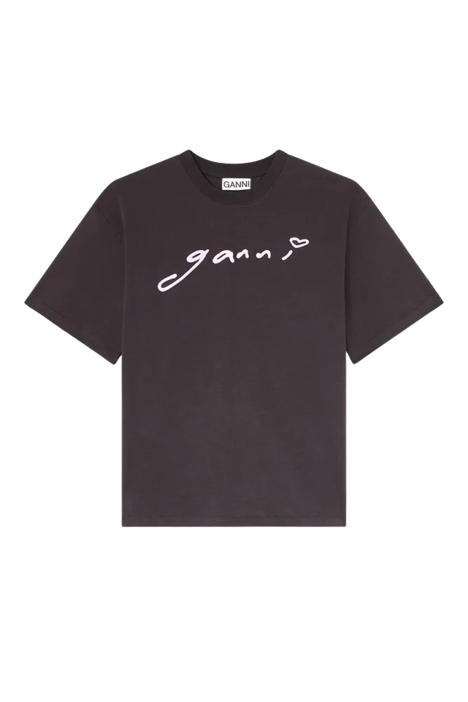 Heavy Cotton Jersey Relaxed Fit Ganni - Phantom