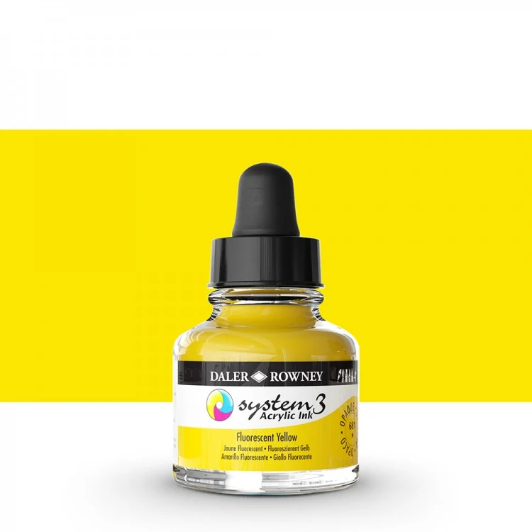 Daler Rowney - System3 Ink 29,5ml - 681 Fluorescent Yellow - Bilde 2