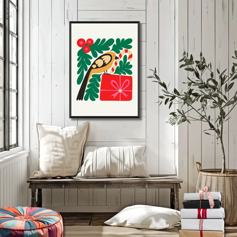 JULEFUGL MED GAVE - PLAKAT - Bilde 2