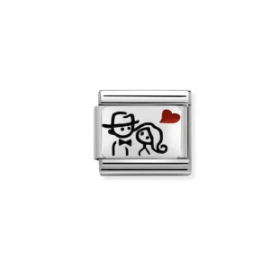 Nomination – Link OXIDIZED PLATES 925 sterling silver Couple with heart Nomination – Link OXIDIZED PLATES 925 sterling silver Couple with heart