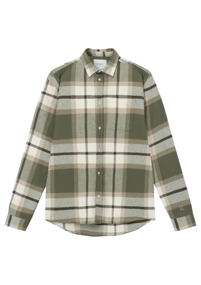 Jeremy Flannel Shirt - Olive Night/Lead Grey