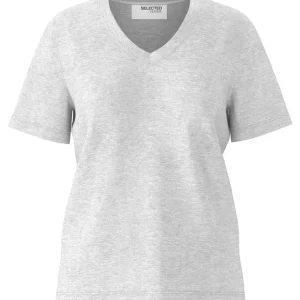 Essential Ss V-Neck Tee – Light Grey Melange