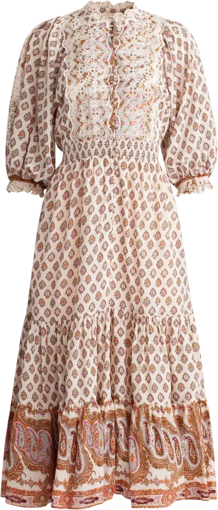 Cotton Slub Midi Dress - Paisley