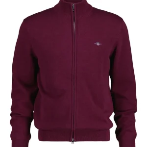Casual Cotton Zip Cardigan – Plumped Red
