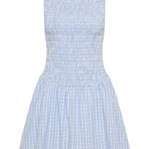 Martina Mini Dress – Paloma Check Light Blue White