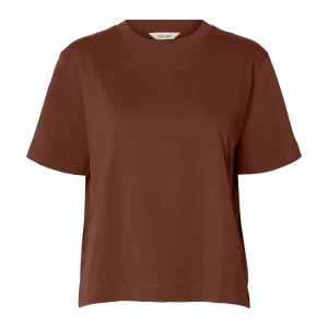 Slfessential Ss Boxy Tee Noos – Cherry Mahogany