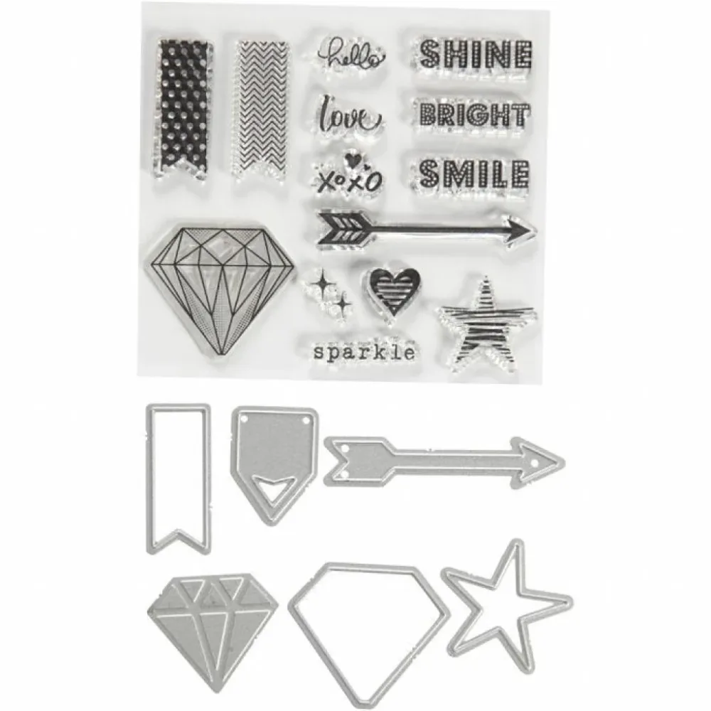 Stempler, dies og embossingplate – Ord og Tegn, 1,5-6cm