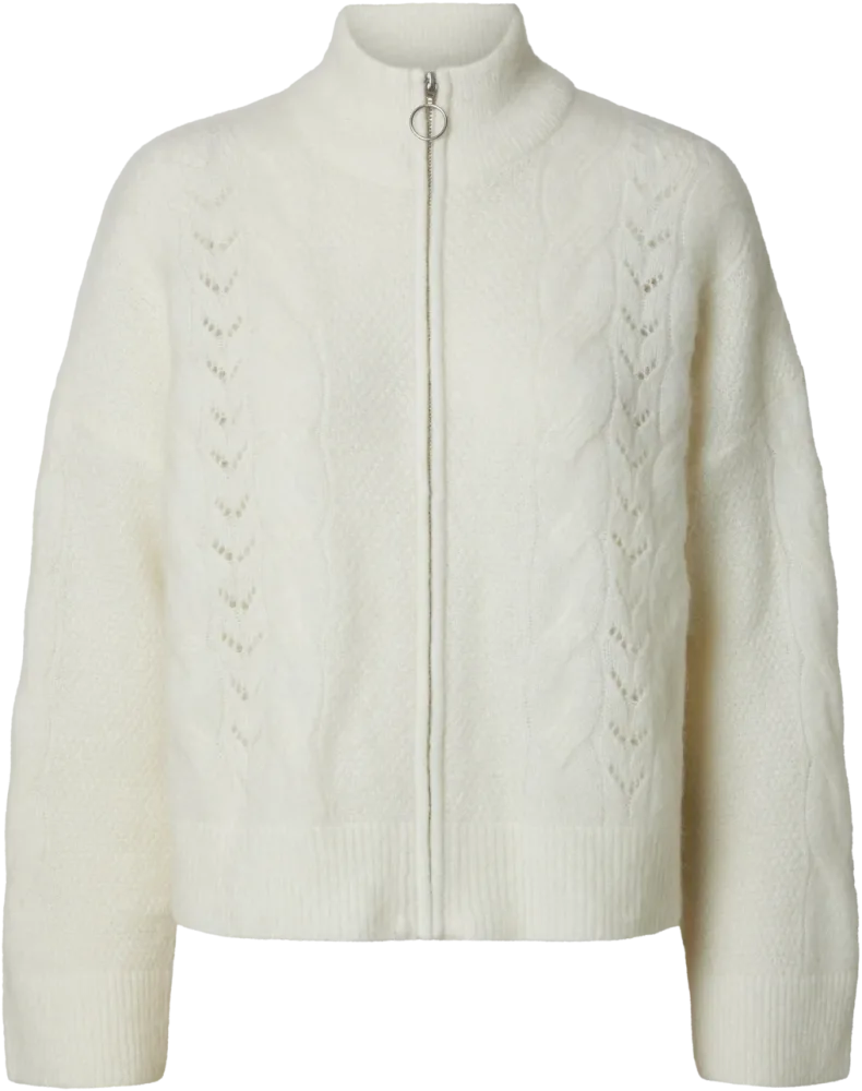 Vera Ls Knit Zip Cardigan - Birch - Bilde 2
