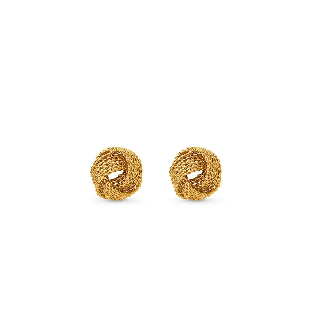 Statement Woven Knot Earring – Pale Gold