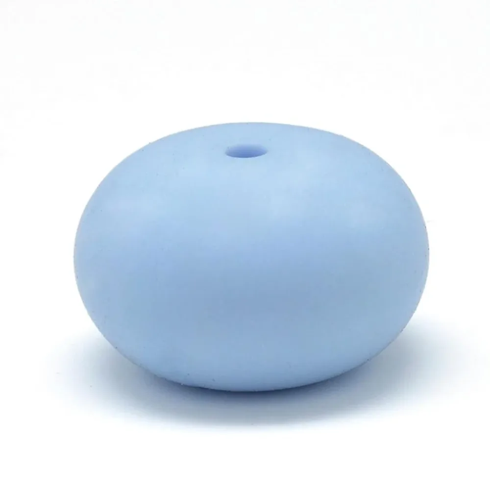 Perle i Silikon av Matkvalitet, 23mm – Flat Round, Light Blue Perle i Silikon av Matkvalitet, 23mm – Flat Round, Light Blue
