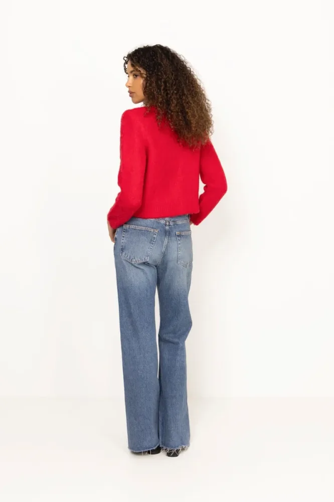 Hairy Knit Jacket - Red - Bilde 3