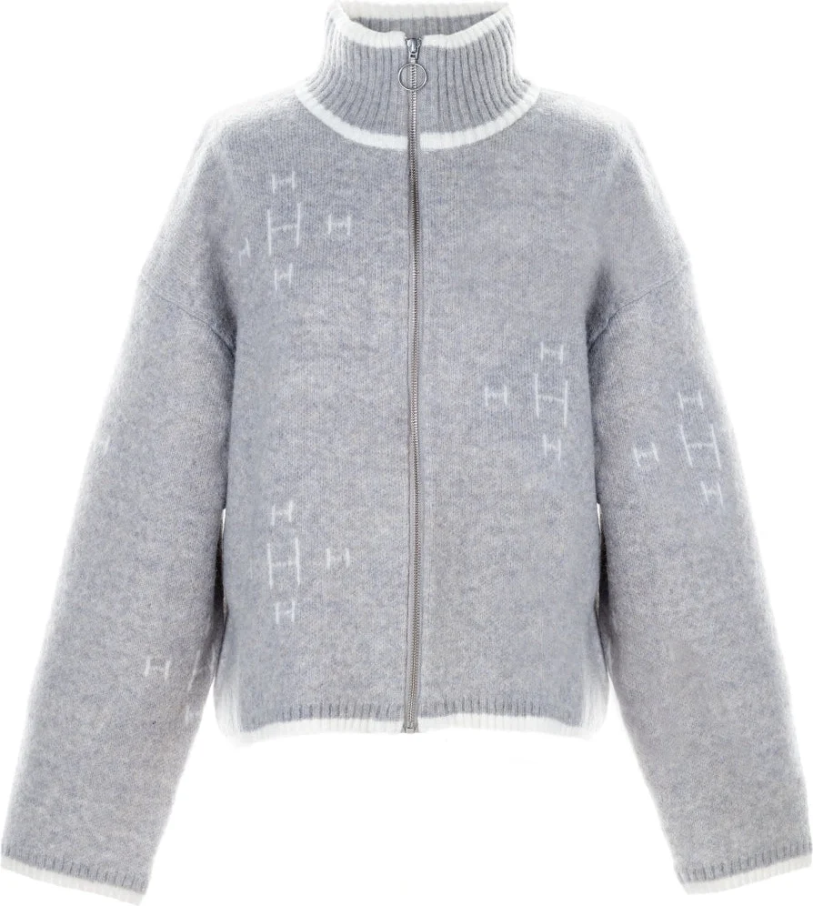 Iben Zip Jacket - Light Grey With White - Bilde 2
