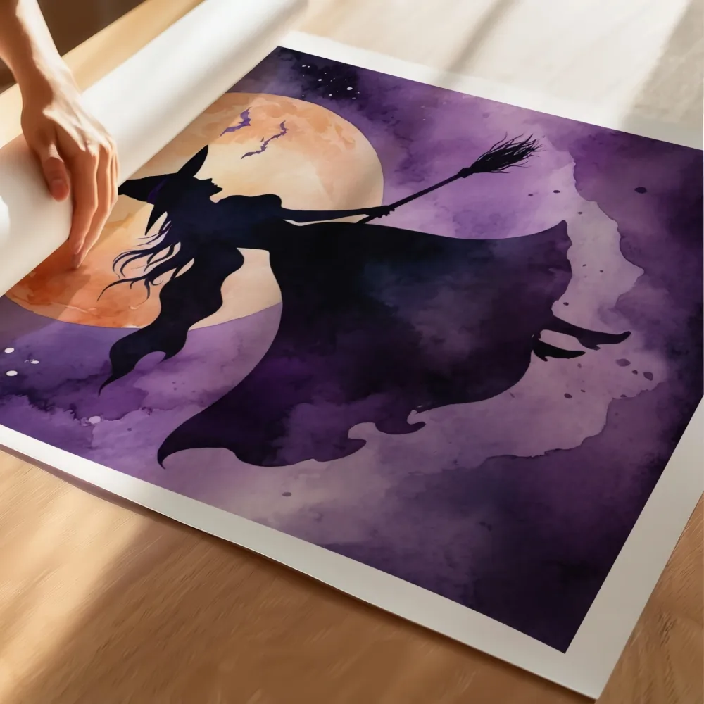 MOONLIGHT FLIGHT - HALLOWEEN ART POSTER - Bilde 3