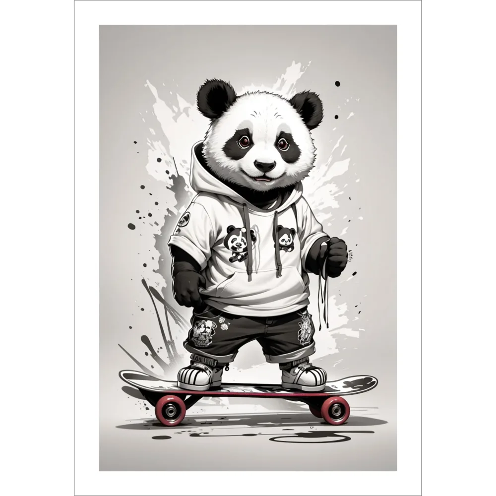 SKATING PANDA No6 - PLAKAT OG LERRET