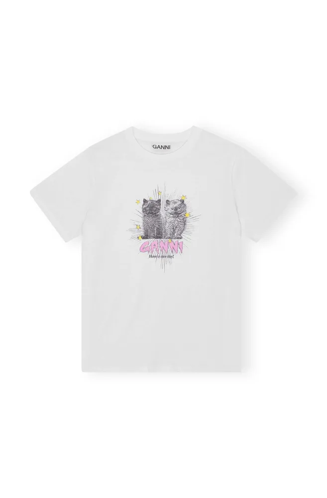 Basic Jersey Kittens Relaxed T-Shirt - Bright White