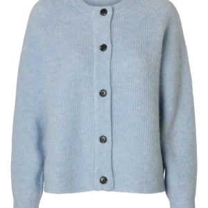 Lulu Ls Knit Short Cardigan B Noos – Cashmere Blue Melange