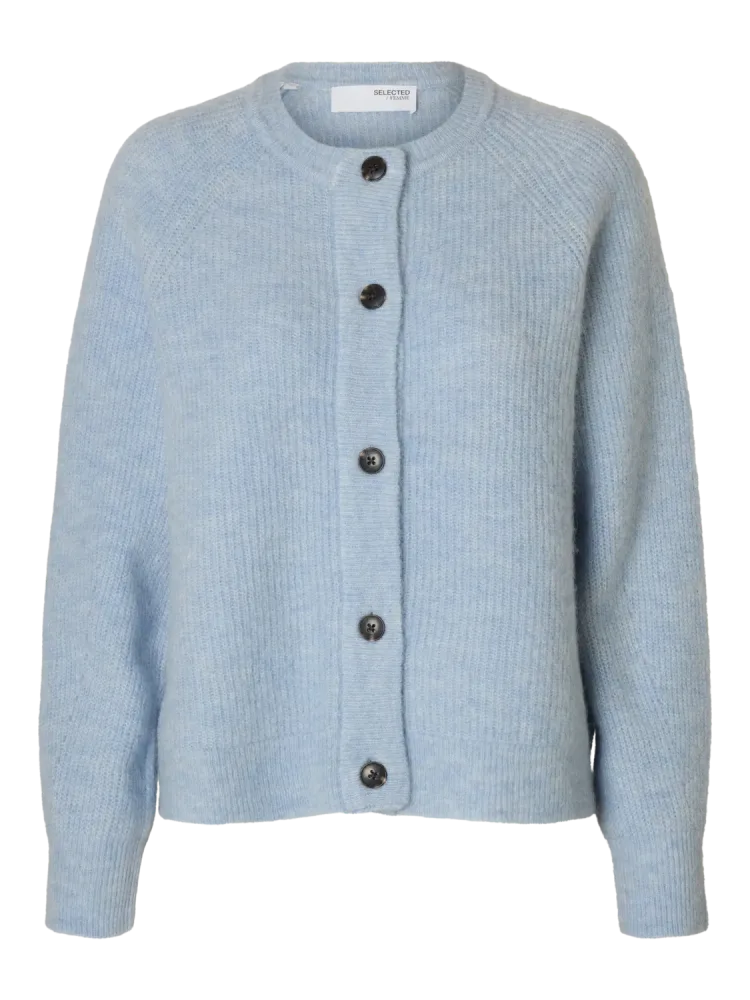 Lulu Ls Knit Short Cardigan B Noos - Cashmere Blue Melange