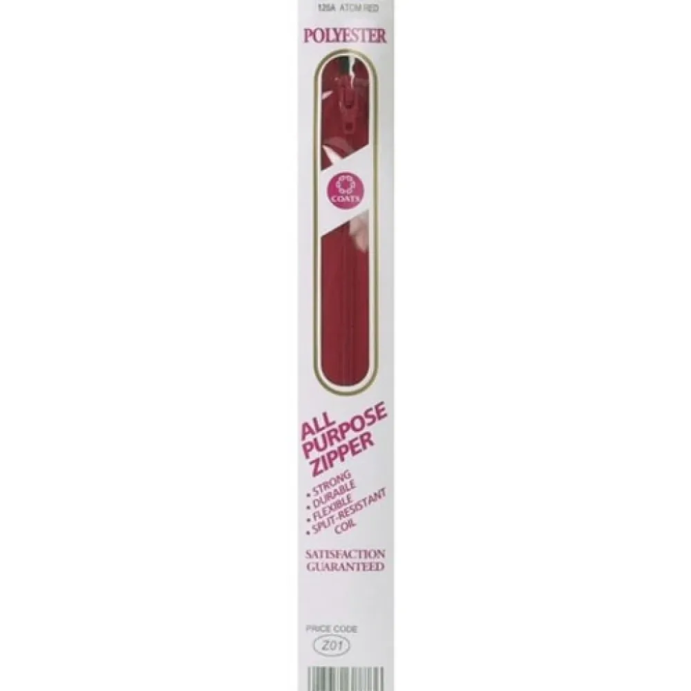 Glidelås i nylon (lukket) - 61cm Atom Red