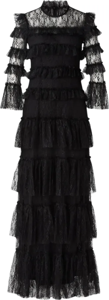 Carmine Long Sleeve Lace Maxi Dress - Black - Bilde 2