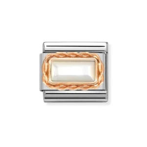 Nomination – Link CLASSIC BAGUETTE stone and 9k rose gold WHITE MOTHER OF PEARL