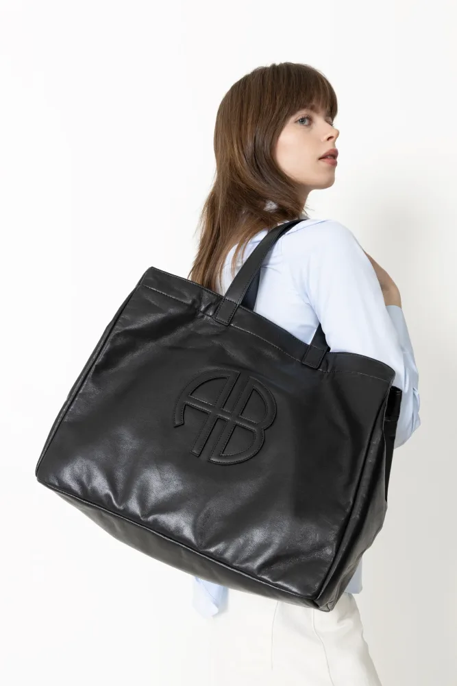 Large Rio Tote - Black Recycled Leather - Bilde 2