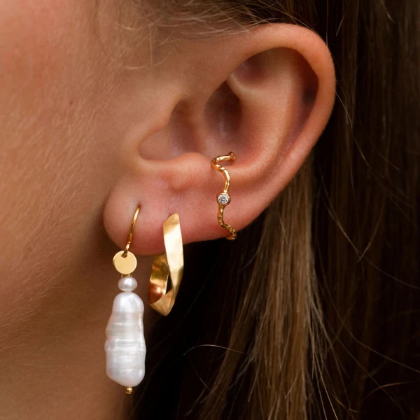 STINE A - Long Baroque Pearl Earring - Peach Sorbet Single - Bilde 2