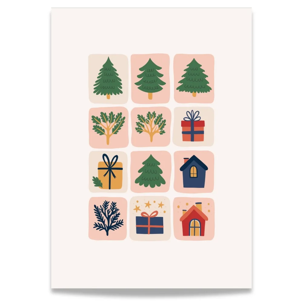 JULETRÆR OG JULEHUS – PLAKAT