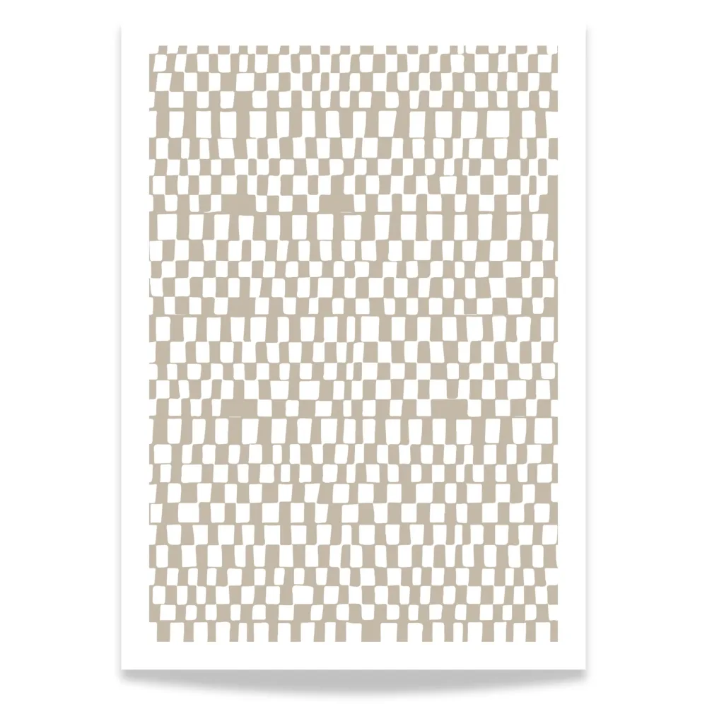 MINIMALISTISK MØNSTER PLAKAT – ABSTRAKT RUTEMØNSTER I NØYTRALE TONER