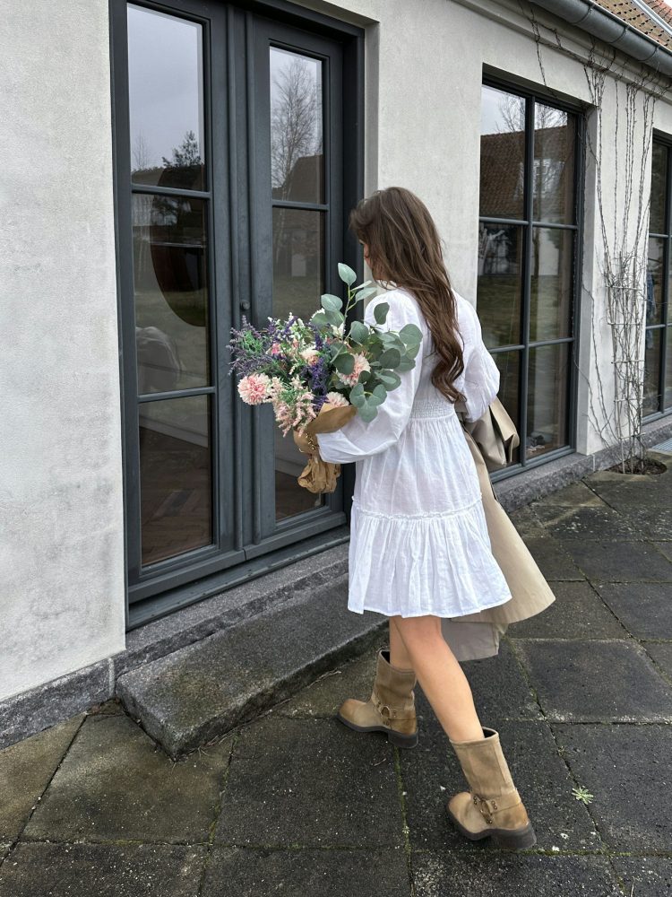Rihana Linen Dress - White - Bilde 3