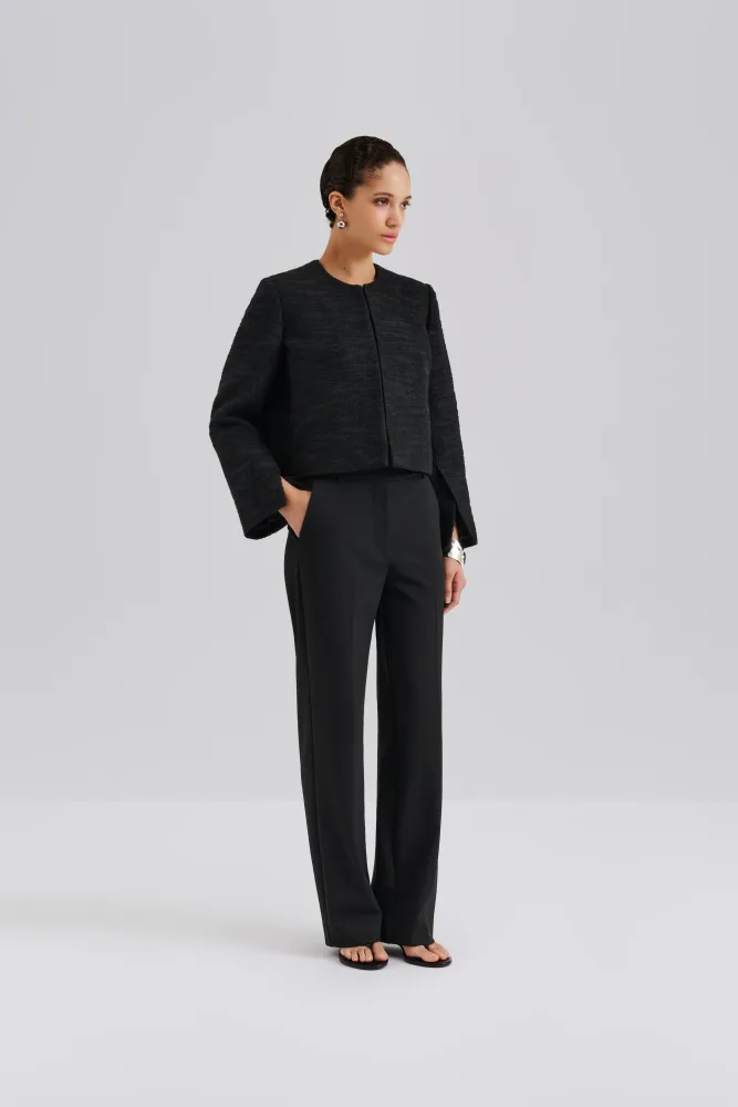 Ruthie Cropped Boucle Blazer - Black - Bilde 3