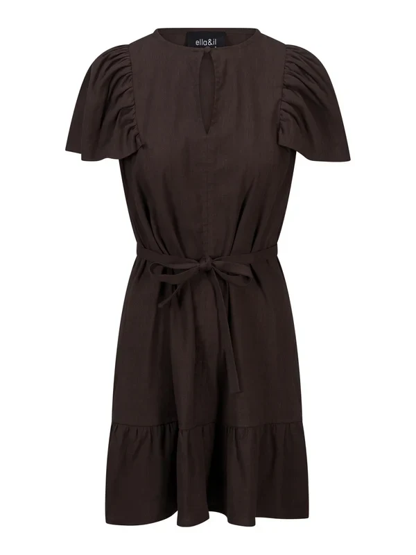 Mabel Linen Dress - Dark Brown
