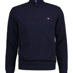 Superfine Lambswool Half Zip – Dark Navy Melange