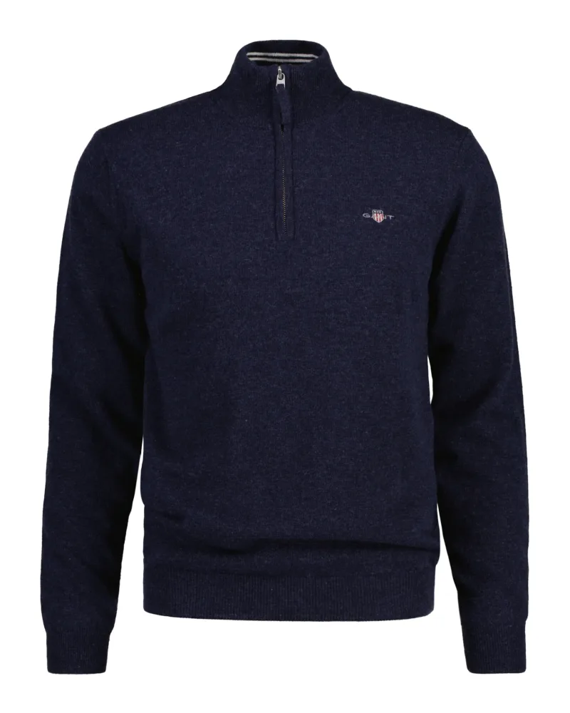 Superfine Lambswool Half Zip - Dark Navy Melange