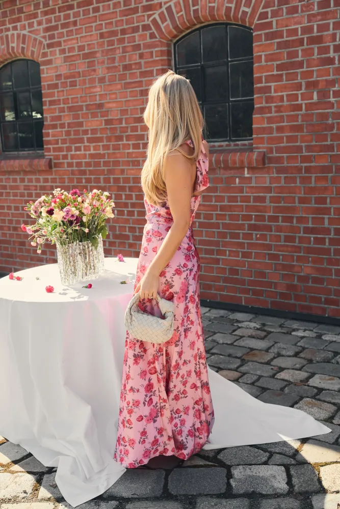 Ebba Flowery Satin Maxi Dress - Pink - Bilde 2