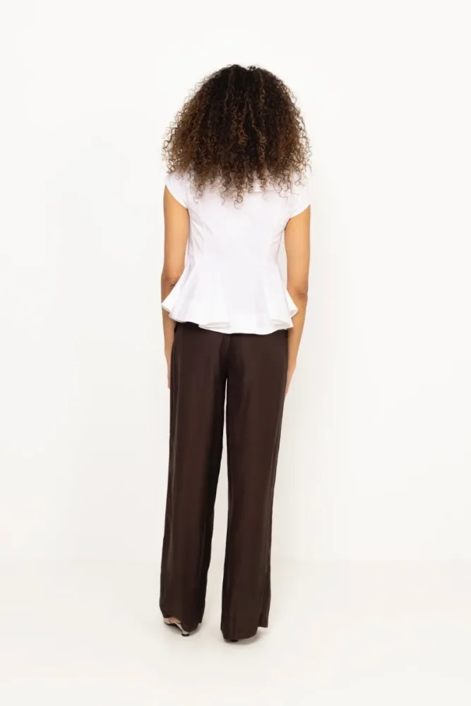 Stretch Cotton Peter Pan Collar Shirt - Bright White - Bilde 3