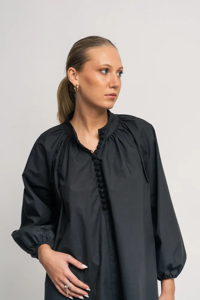 Poplin Bohemian Demi Dress - Black - Bilde 3