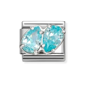 Nomination – Link CLASSIC cz and 925 sterling silver LIGHT BLUE DOUBLE DROPS
