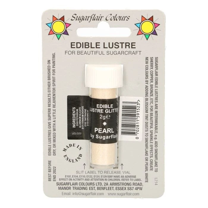 Sugarflair spiselig glitter Pearl, 2g