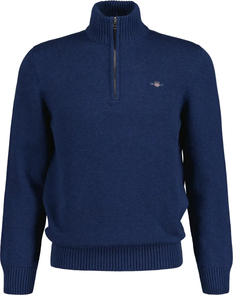 Casual Cotton Halfzip - Dark Jeansblue Melange - Bilde 3