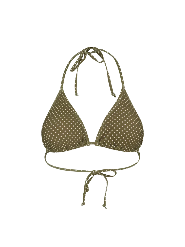 Polka Dot Bel Bikini Top - Dark Olive