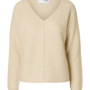 Sia Ras Ls Knit V-Neck Cardigan – Birch Melange