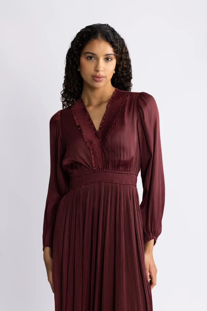 Alisson Solid Dress - Wine - Bilde 3