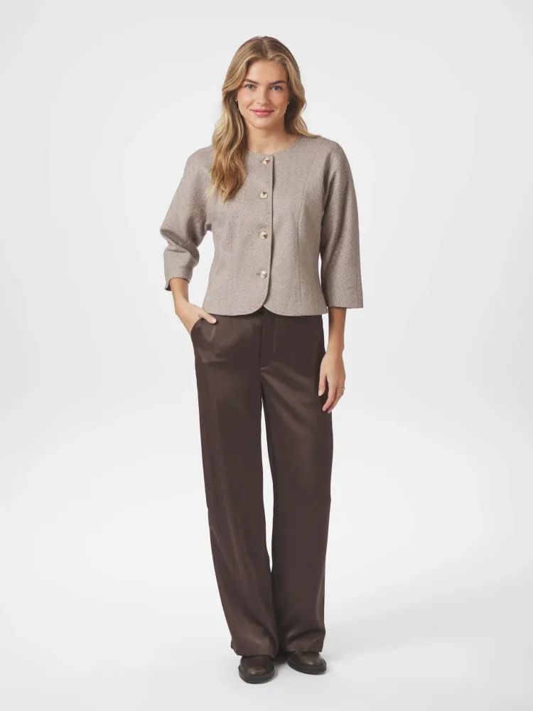 Mesto Light Herringbone Jacket - White/Brown - Bilde 3