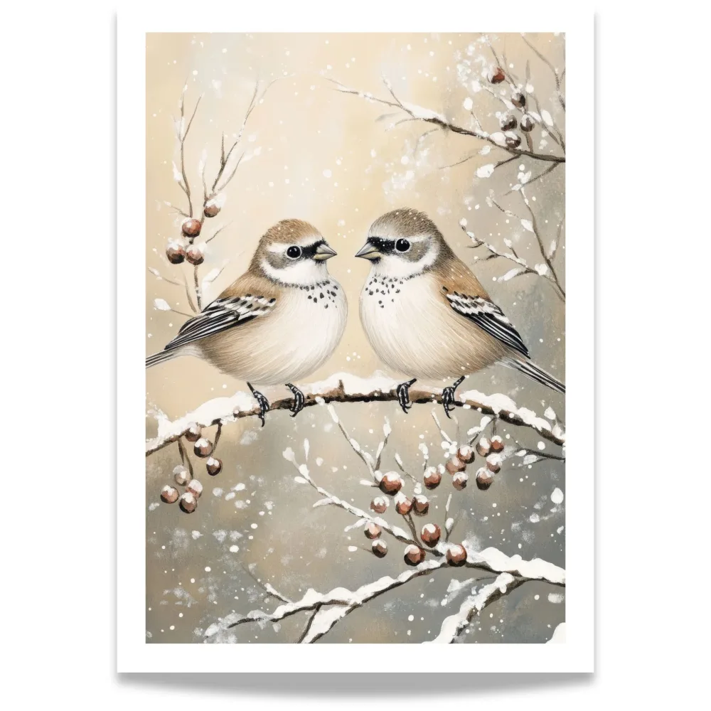 COZY WINTER STORY No69 - FUGLER PÅ GREN I SNØ