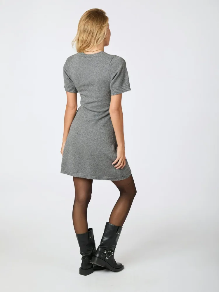 Elise Knit Dress - Dark Grey Melange - Bilde 3